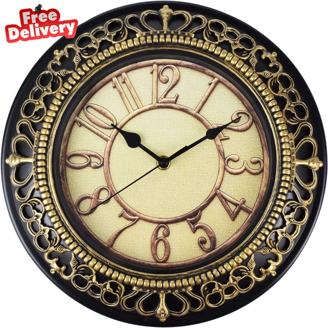 Wall Clock for Living Room Decor Large Wall Clock Battery Operated,12 Inches rou