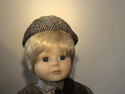 Vintage 1980's MYD Marian Yu Design Stephan Porcelain Doll w Satchel & Stand