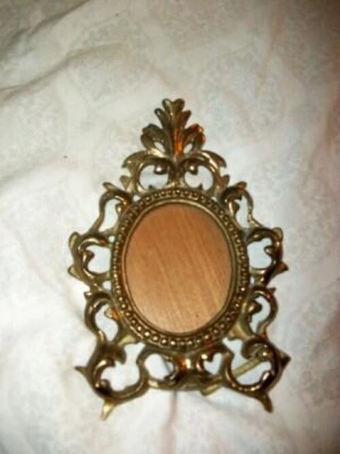 Victorian Ornate Brass Picture Frame Swing Easel Petite Rare Small Size