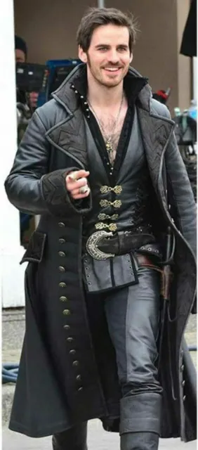 Once Upon a Time Captain Hook Black Leather Coat