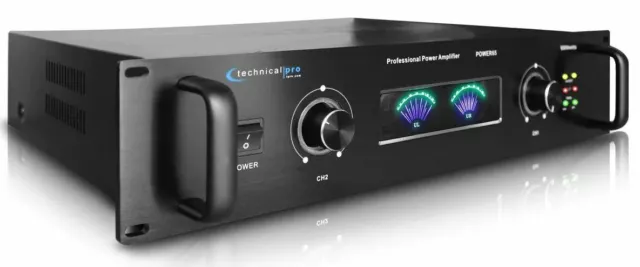 Technical Pro POWER65 6,500 Watt 2 Channel 2U Professional Power Amplifier Amp