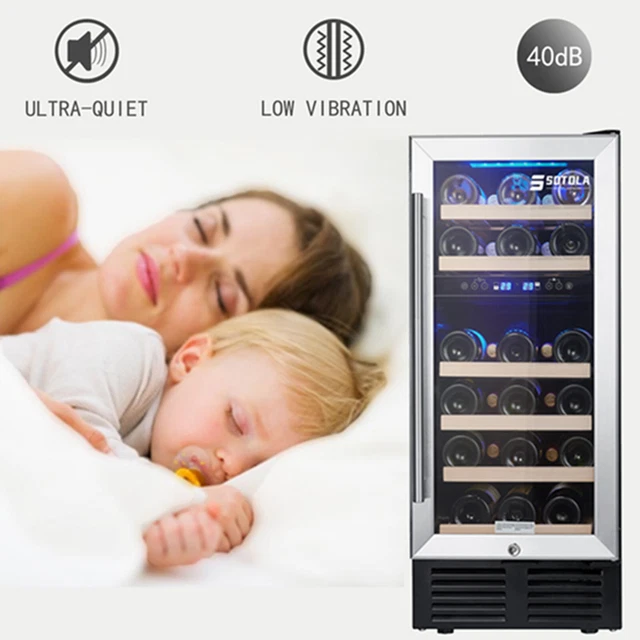 15'' WINE COOLER Fridge 28 Bottle Fast Cooling Low Noise Digital Wine