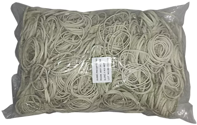 1 Kg Gummiringe Haushaltsgummis Gummibänder weiß 40 mm Ø 1,5 x 3 mm breit