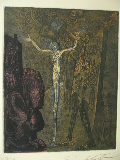 Ernst Fuchs Radierung Totenglocke Akt Erotik Nude Wien Phantastischer Realismus 3