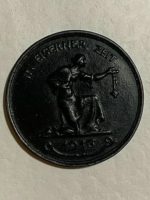 Original German Patriotic Medal Gold For Iron WW1 1916 Token Medal