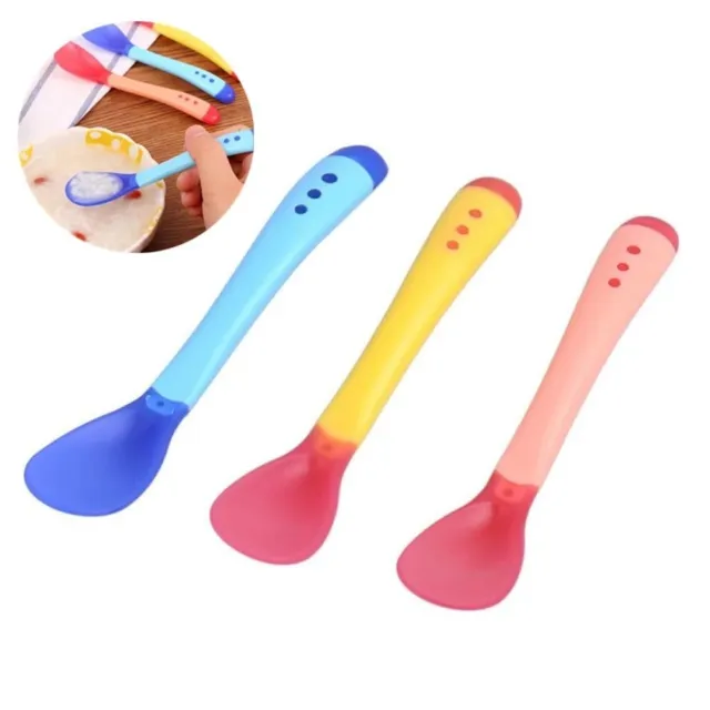 Cuchara de silicona para alimentos blandos para bebés tenedor cuchara para niños pequeños