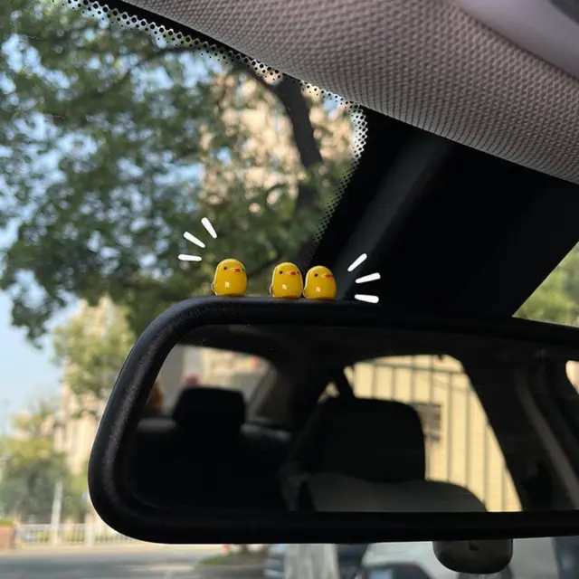 Set of 5 Resin Yellow Chick Ornaments for Car Dashboard Decoration and