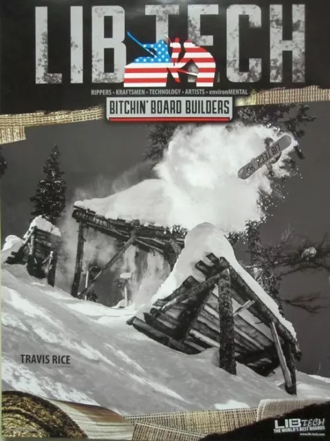 LIB TECH snowboard 2014 TRAVIS RICE 2 sided MAGNE-TRACTION promo poster Flawless