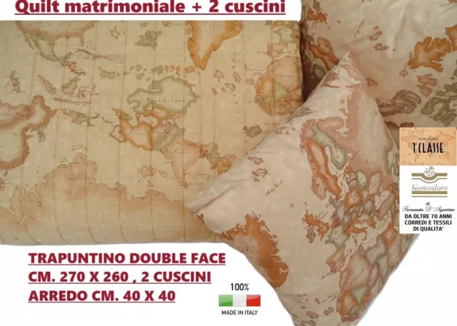 Quilt copriletto matrimoniale 1^CLASSE ALVIERO MARTINI double face + 2 cuscini