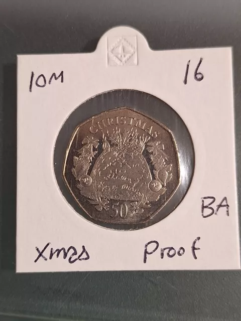 Isle of Man  50p Coin  2016  CHRISTMAS  BA DIE MARK PROOF