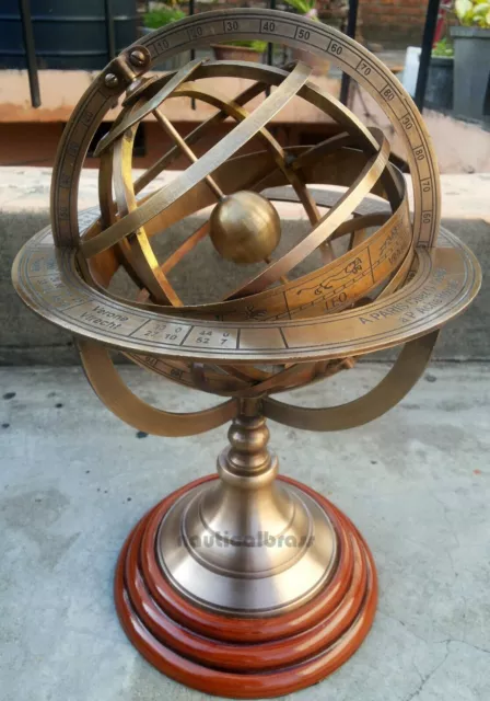 Antique Brass Gift  Armillary 12'' Tabletop Nautical Sphere World Armillary