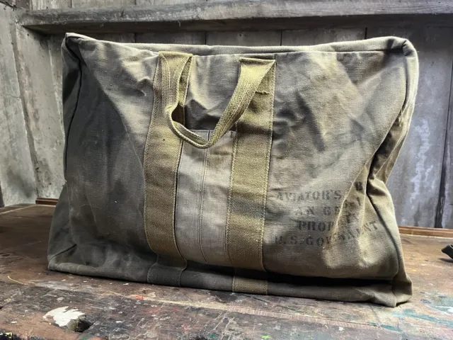 Vintage WWII Aviators Kit Bag AN 6505 US Air Force USAF Rare 2 Crown Zippers