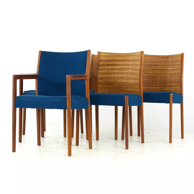 Jens Risom Mid Century Cane and Walnut Dining Chairs - Set of 6 3