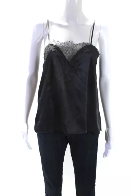 Cami NYC Womens Spaghetti Strap Lace Trim Sweetheart Tank Top Gray Silk Size XS