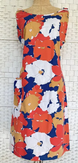 Vintage 60s 70s Large Floral Print Shift Mod Dress USA Fits Modern 12