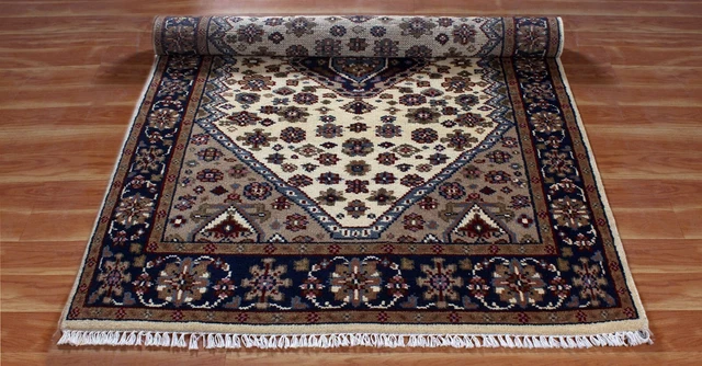 Turkish Hand-Knotted Wool Area Rug Living Room Oriental Beige Carpet 4x6 ft