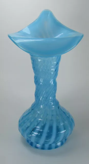 vintage Fenton Jack in the Pulpit Spiral Optic Blue Ridge Glass 8.5 inch Vase