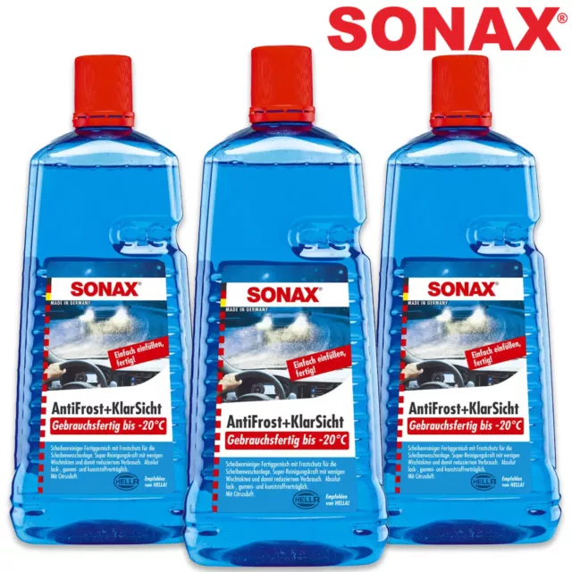 3x SONAX AntiFrost + KlarSicht gebrauchsfertig -20 °C Scheiben Frostschutz 2L