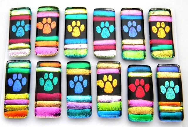 Lot 12 pcs MULTI COLORS DICHROIC FUSED GLASS pendant (J1) CABOCHON HAND MADE