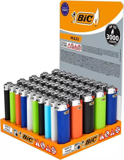 Accendini Bic Maxi Grandi A Pietrina Confezione 50 Pezzi Scatola