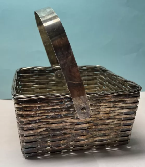 Vintage F. B. ROGERS SILVER CO. Small Woven Silver Plate Basket