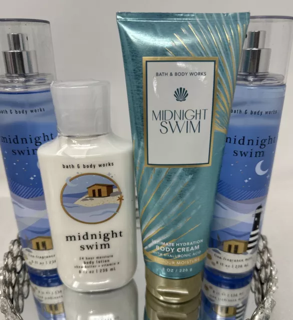 Set of 4 Bath & Body Works Midnight Swim ~2 Fragrance Mist, Body Cream & Lotion 2