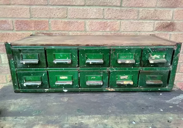 Vintage Industrial Metal 10 Drawer  Cabinet