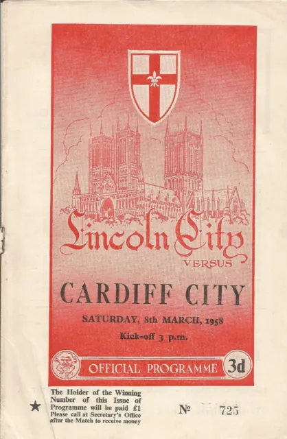 1957/58   LINCOLN CITY v CARDIFF CITY