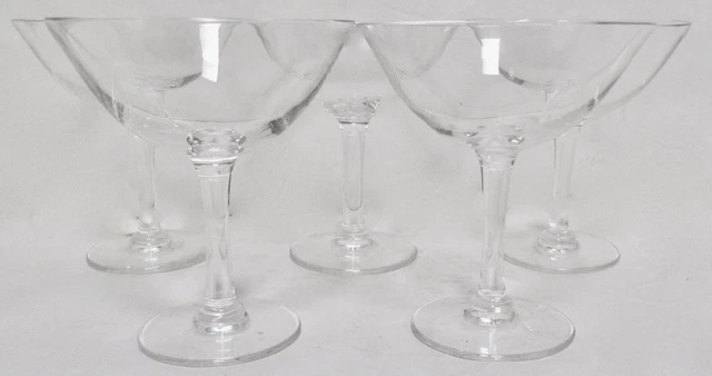 Lalique French Crystal Champagne Glasses Coupes Saucers Set of 5  Mint Condition