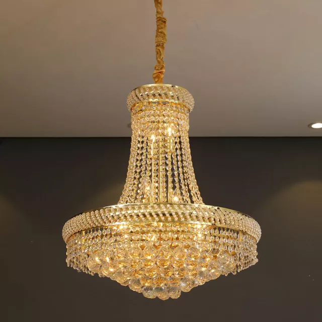 French Empire Chandelier Pendant Hanging Lamp Luxury K9 Crystal Ceiling Light