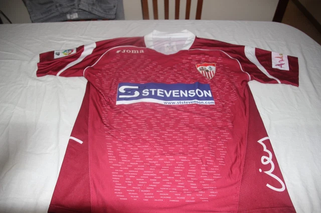 Maillot Centenario Sevilla FC Joma – Taille L, Stevenson, Numéro 7 Saviola, état Très Bon