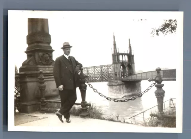 France, Strasbourg, Pont de Kehl Vintage silver print.  Tirage argentique d&#0