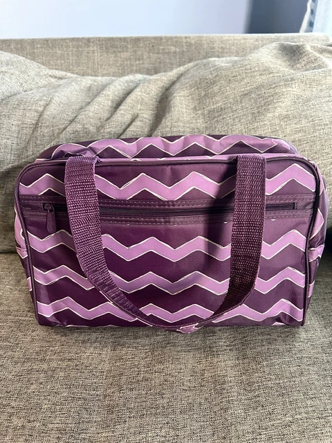 THIRTY ONE HANDLE It Cosmetic Bag Toiletry Travel Bag Plum Chevron 12.99 PicClick