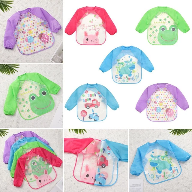 Waterproof Long Sleeve Scarf Feeding Bibs Kids Toddler Apron Baby Smock
