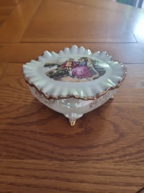 Boîte à Bijoux En Porcelaine OC & CO Motif Floral - Occasion Très Bon état