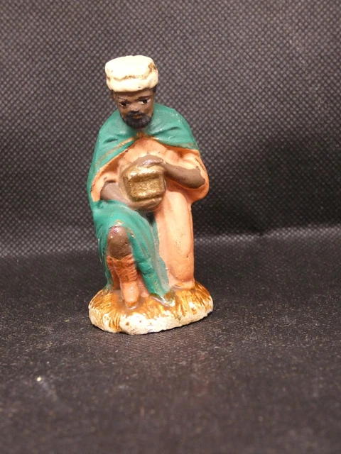 Ancien Santon Devineau – Roi Mage Noir – Taille 2 – Pour Crèche