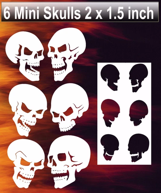 Skull 6 Pack Mini Size 2" x 1.5" - Large 5.5 x 4" Airbrush Stencil Spray Vision