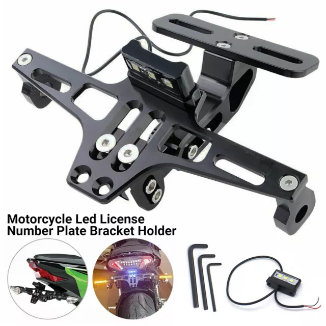 Universal Motorcycle Fender Led License Number Plate Bracket Holder Tidy Tail