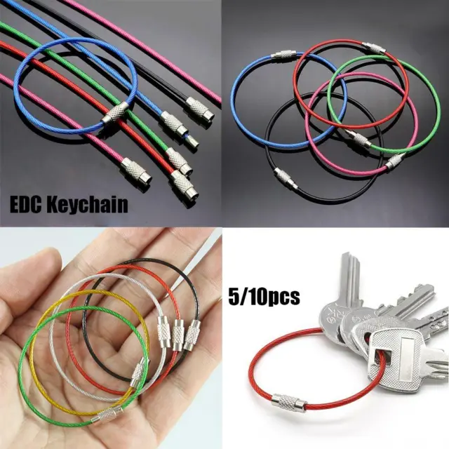 Rope Screw EDC Keychain Wire Keyrings Key Holder Stainless Steel Carabiner