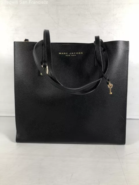 Marc Jacobs Womens Black Leather Pocket Double Handles Classic Tote Bag Large