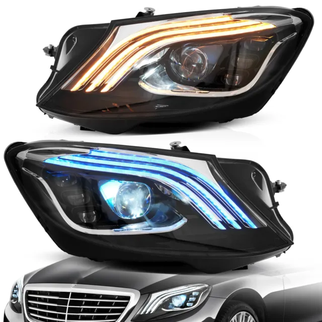 2* VLAND LED DRL Headlights For 2014-2017 Mercedes Benz W222 S Class Sequential