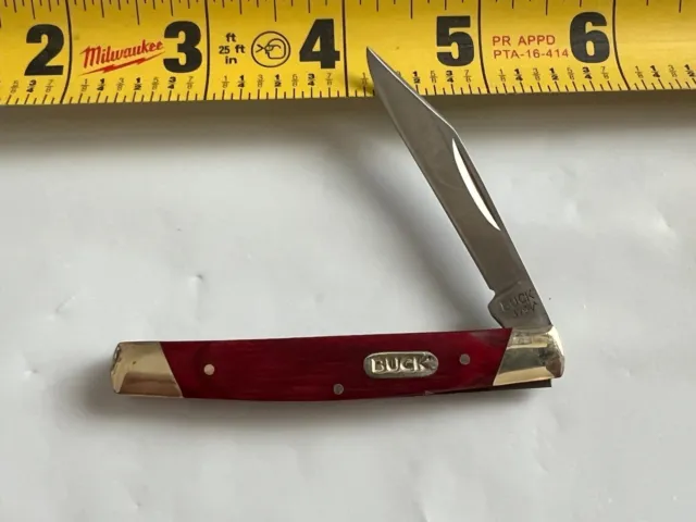 Buck 379 Folding Pocket Knife 3 Pin Wood Handle Brass Bolsters Clip Point