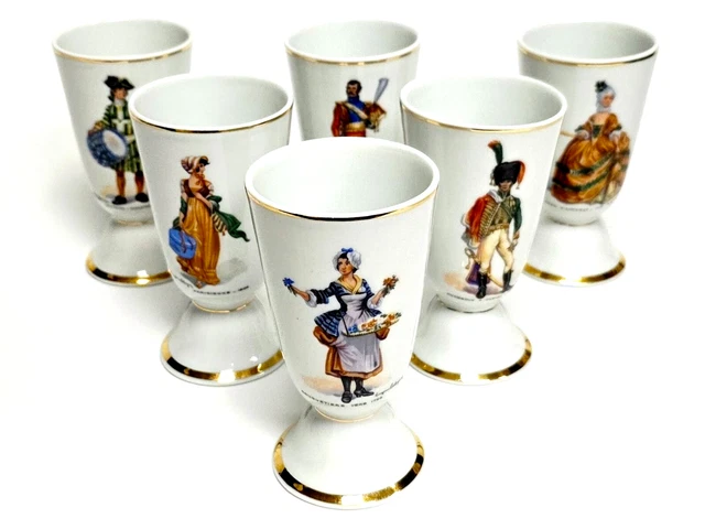 5 Mazagrans En Céramique Déco - Scène Galante, Motif Vintage, Occasion