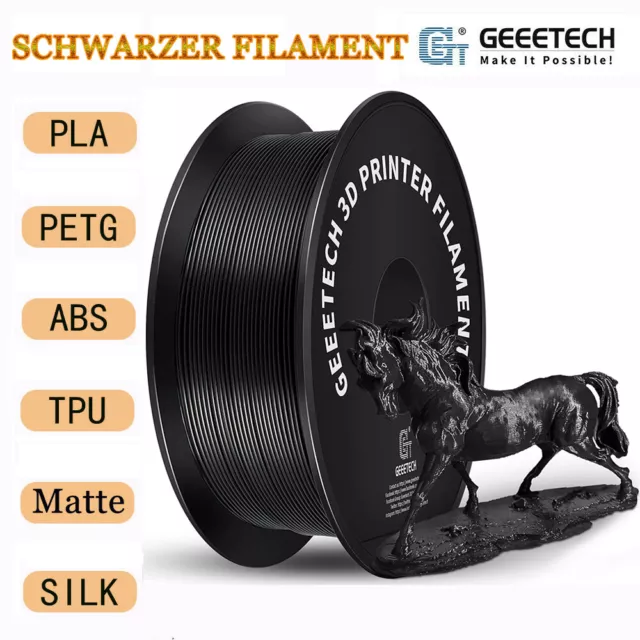 Filamento nero Geeetech 1 kg 1,75 mm PLA/ABS/PETG/TPU/seta/opaco per stampante 3D