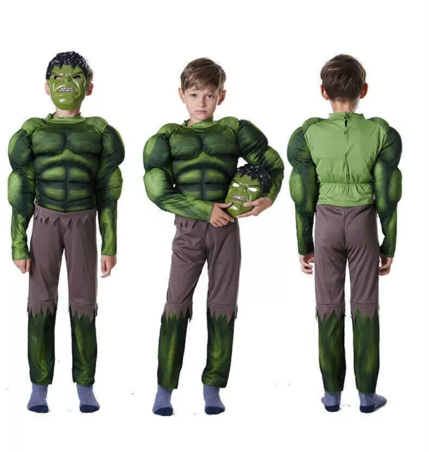 Halloween Boys Muscle Hulk Cosplay Costume Mask Kids Party Fancy Dress Up Gfts A