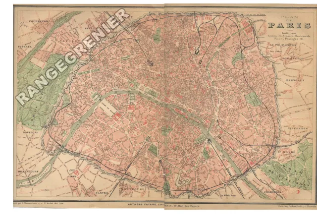 PARIS - PLAN  ANCIEN de ville  -  édition 1877