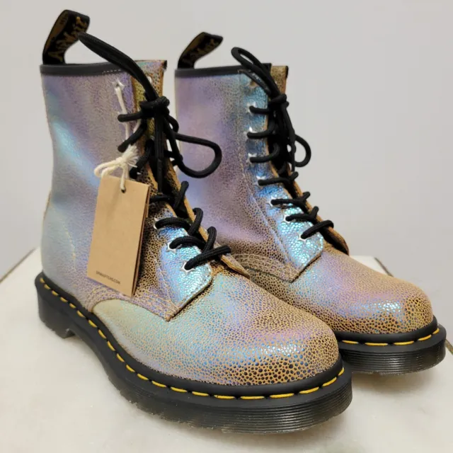 NIB Womens Dr. Martens 1460 8-Eye Lace Boot Sand Rainbow Ray Size 7/EU 38/UK5