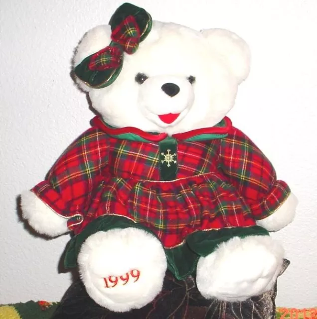 1999 WalMART CHRISTMAS Snowflake TEDDY BEAR White Girl 22" Red Outfit Good Nice