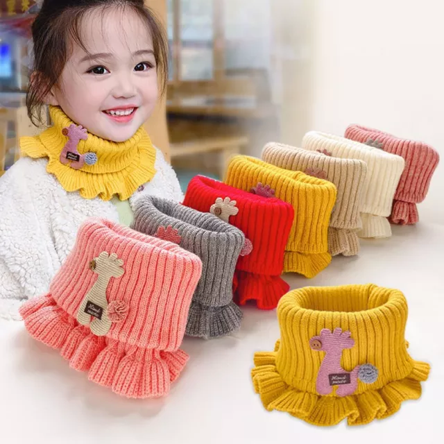 Girls Warm Thick Bib Children Neck Collar Cartoon Knitted Scarfs Neck Warmers