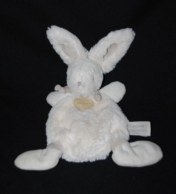 Peluche lapin plat blanc taupe Mon tout petit DOUDOU ET COMPAGNIE bonbon NEUF